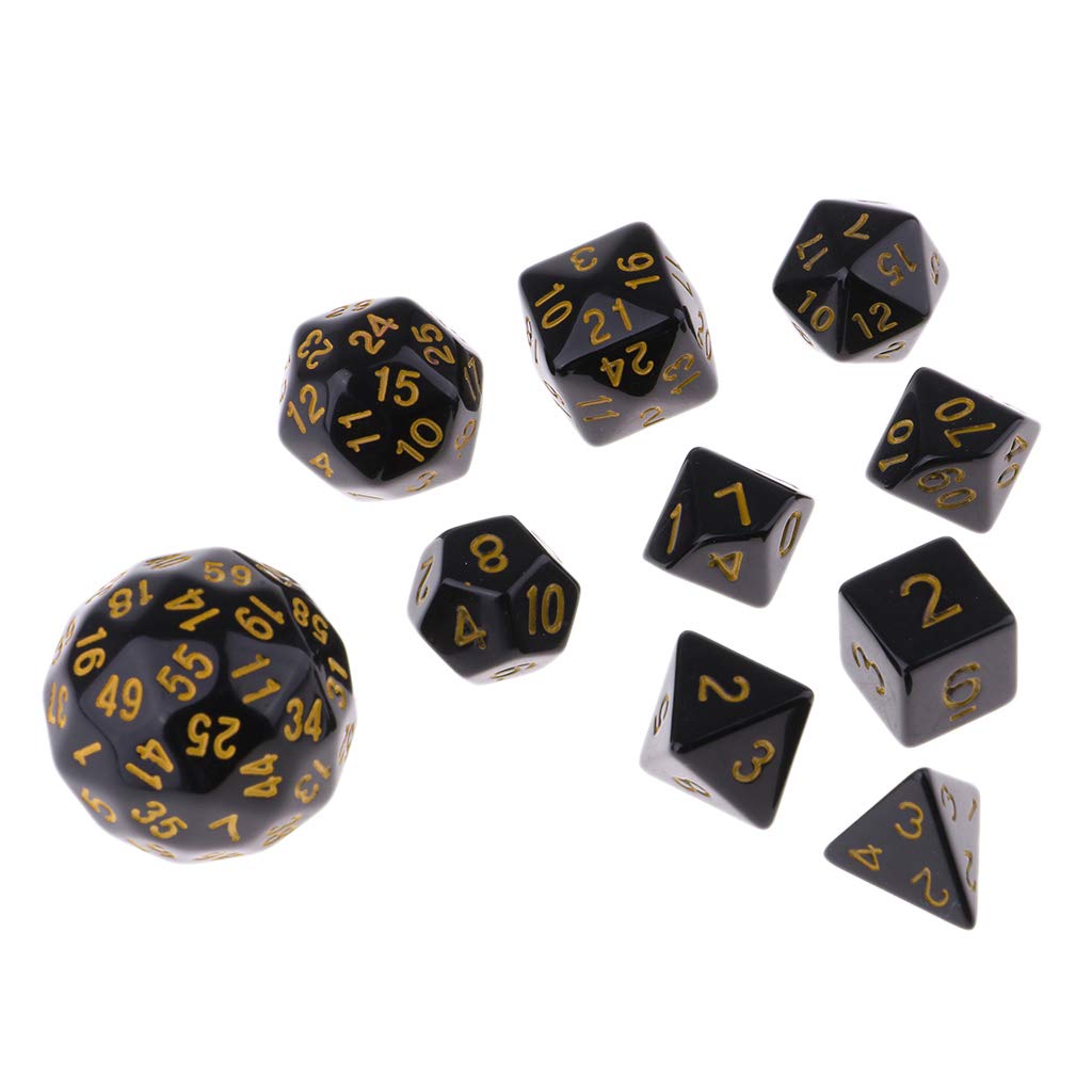 Lot de 10 dés polyédriques en acrylique - Jaune