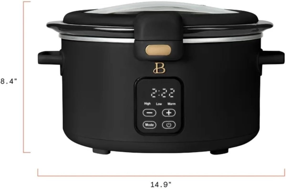 Slow Cooker 4-Quart Programmable Digital Slow Cooker with Touch-Activated Display, Dishwasher-Safe Crock Pot, Digital Timer, Compact Size