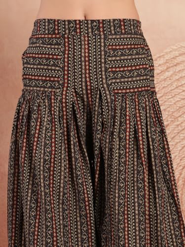 Image of COTLAND Fashions Jaipuri Cotton Printed Flared Palazzo Pants for Women