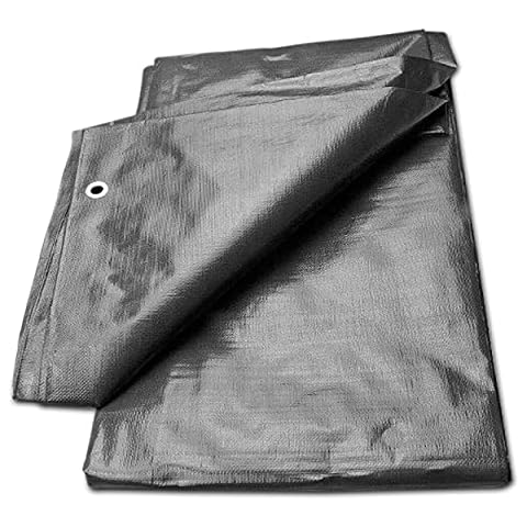 Grey Heavy Duty 200 GSM 3m x 4m / 10ft x 13ft Premium Large Quality Cover - Tarp Sheet for Car, Garden, Home Use - Protective Tarpaulin Canvas for UV Rays, Dust, Rain, Snow. Set by MYPURECORE Cover