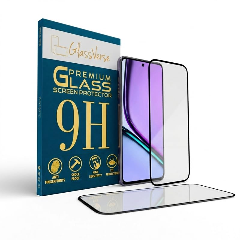Image of GlassVerse PureView Tempered Glass for Realme C67 5G | Crystal Clear, 9H Hardness Screen Protector, Edge to Edge, Case Friendly, Hassle-less Installation Kit Included. (Pack of 2)
