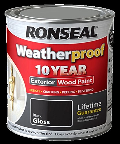 Ronseal Weatherproof 10 Year Exterior Wood Paint Gloss 750ml Black