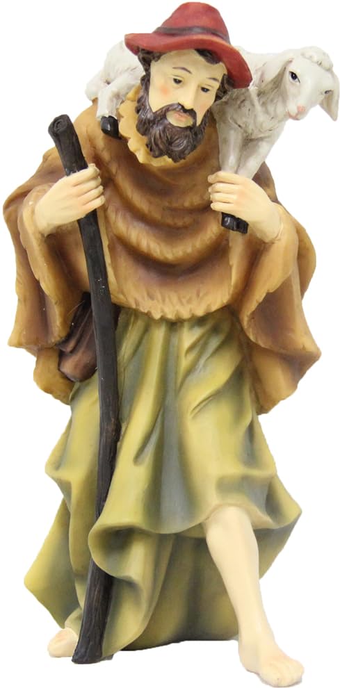 FADEDA Hirte mit Stab/Höhe:7 cm/handbemalt/detailgetreue Krippen...