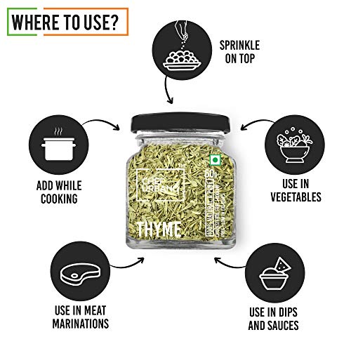 Image of Chef Urbano Thyme 50 g | 100% Natural | Premium Herbs and Spices | Flakes /Leaves | Glass Bottle (Pack of 2)