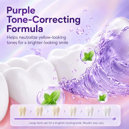 Image of Purple Mouthwash Whitening Sachets 40 Pack, Color Correcting Mouthwash - Peroxide & Alcohol Free, Freshens Therabreath, Oral Care Supports, Mint Flavor