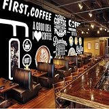 3D Carta Da Parati Europea E Americana Dipinta A Mano Coffee Shop Lavagna Sfondo Carta Da Parati Murale Moderna Fresh Cafe Ristorante Carta Da Parati 3D