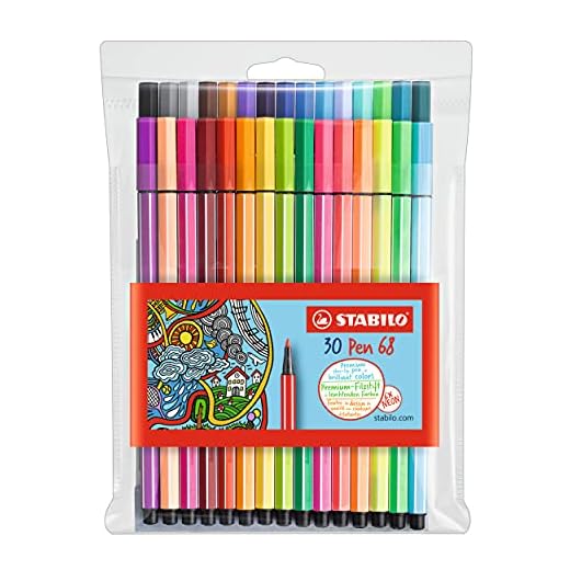 Rotulador premium STABILO Pen 68 - Estuche con 30 colores