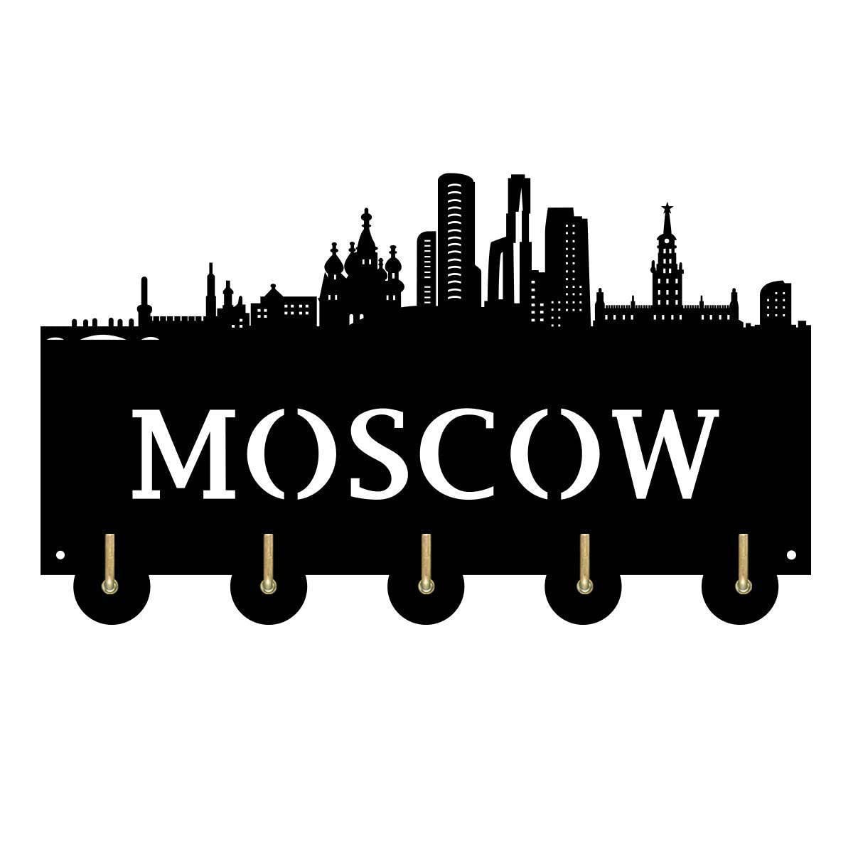 Crochets muraux en bois Moscou City pour clés et vêtements YHFR