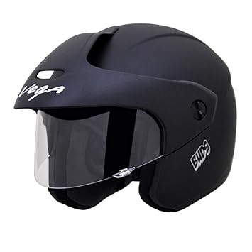 Vega BUD-OF-DK Half Face Helmet (Dull Black, XS)