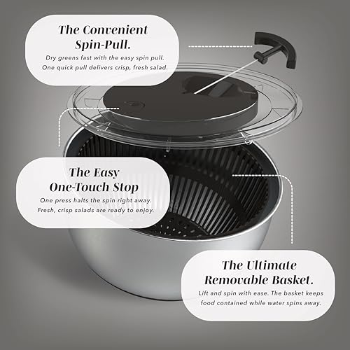 image for COOK WITH COLOR Stainless Steel Salad Spinner - 5 Qt. Lettuce Washer A