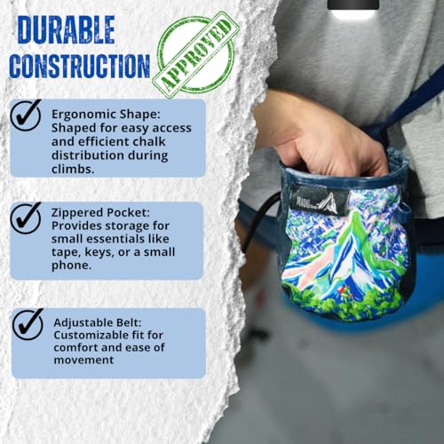 Madu Climb Rock Climbing Bag Sport Climb Chalk Pouch with Zippered Pocket, Brush Holder - Image 4