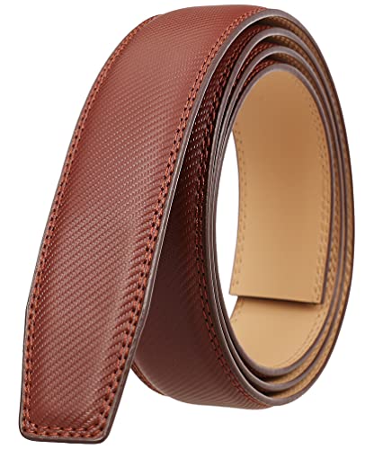 Men's Leather Ratchet Belt Strap Only 35mm 1 3/8,Leather Belt without Buckle (brown, UP TO Waist：44