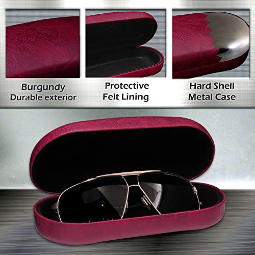 Image of MyEyeglassCase - Large Sunglasses Case - Hard Glasses Case Holder w /Pouch & Cloth - Eyeglass Case Aviator Frames Men & Women