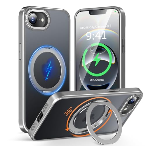 KWATUNG iPhone 17e �p �P�[�X magsafe�Ή� ���C�����X�[�d �A�C�z��17e�p �J�o�[ �ϏՌ� ��phone17e�p�P�[�X 360°��]�X�^���h �c�����Ή� �A�C�t�H��17e�p�X�}�z�P�[�X �}�O�l�b�g���� �h�w�� �ČRMIL�K�i �X