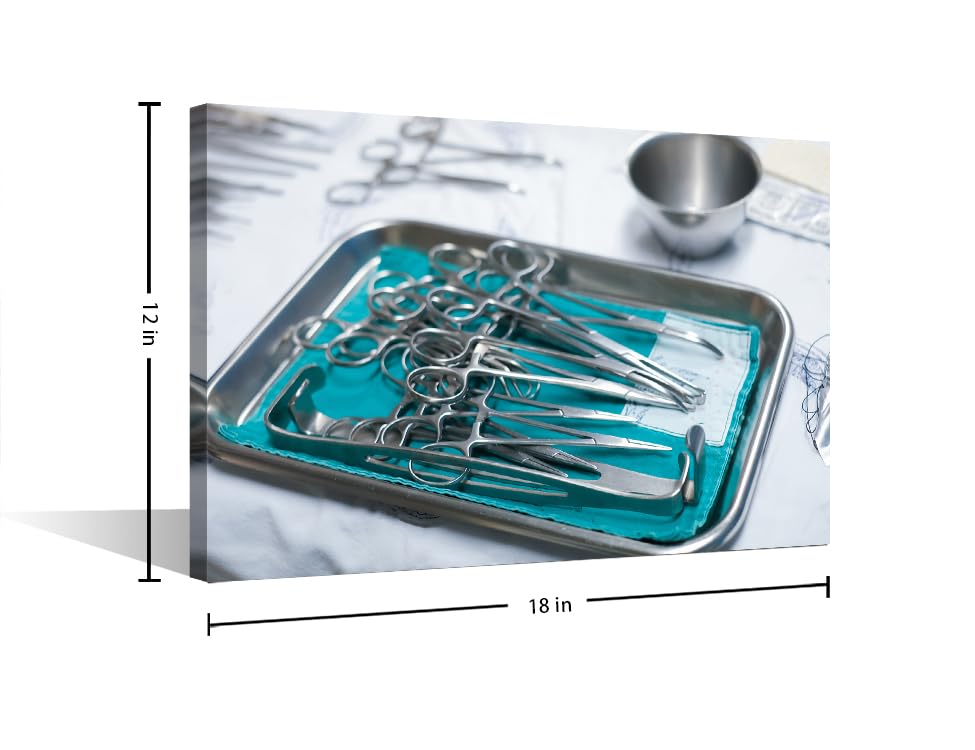 Image of TUMOVO 1 Pieces Medical Instrument Poster Home Decor Medical background Modern Artwork Medical Examination Wall Art for Living Room Stretched and Framed Ready to Hang (12 inch Wx18 H)