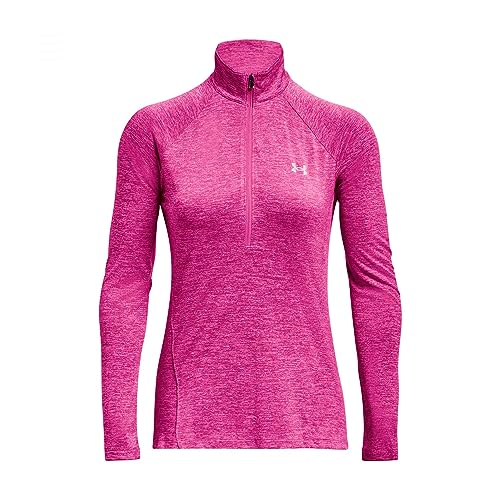 Under Armour Women's Standard Tech Twist ½ Zip Long-Sleeve Pullover, (652) Rebel Pink/Pink Elixir/Metallic Silver, Medium