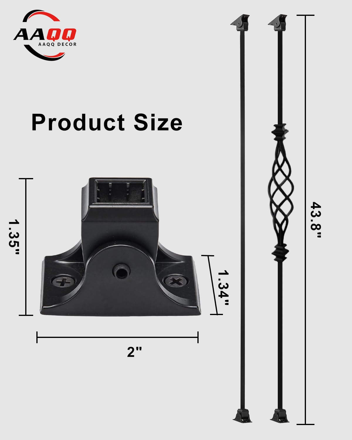 10 Pack Balusters for Staircase Interior Hollow Big Basket and Straight Stair Spindles 1/2" Square Iron Balusters with 20 Swivel Shoes(A111-10)