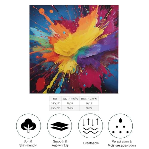 Colorful Paint Splatter Art Silk Scarf Fashion Satin Head Scarf Lightweight Head Scarves for Neck Silk Scarves for Women Men Boho Hair Wrap Sleeping Kerchief Bandanas Pocket Square 18" X 18"2