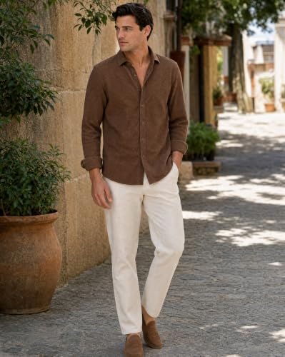 Image of Nobero Textured Popcorn Shirt for Men | Cotton Shirts for Men in 280 GSM Popcorn Knit | Stand Collar | Regular Fit | Full Sleeve