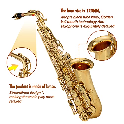 gold e flat alto saxophone brass engraved eb e-flat natural white shell button wind instrument with case belt brush