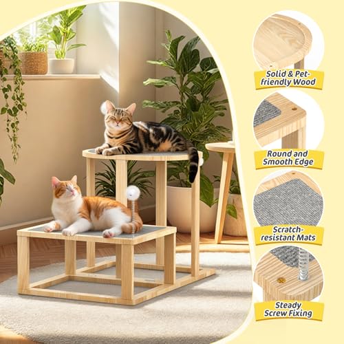Torre Rascador para Gatos de 2 Niveles Pawaboo miniatura 5
