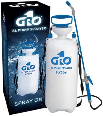 Grow1 Pump Sprayer 8L / 2 Gallon, Handheld Pressure Sprayer with Hose and Shoulder Strap
