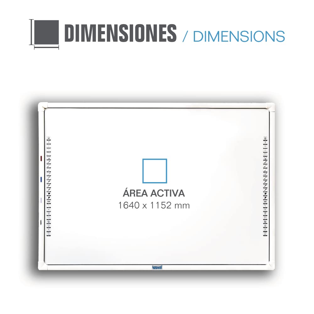 iggual Pizarra Blanca Interactiva IRIS 86” (4:3)- Tecnología Infrarrojos- Pantalla Táctil 10 Puntos de Contacto- Compatible Windows/Mac/Linux- Ideal Empresas y Educación (10 Usuarios Máximo.)