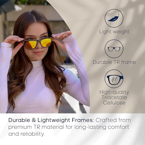 Amsterdam Square Sunglasses – Polarized Mirrored Lenses, Unisex Design for Men & Women, UV Protection2