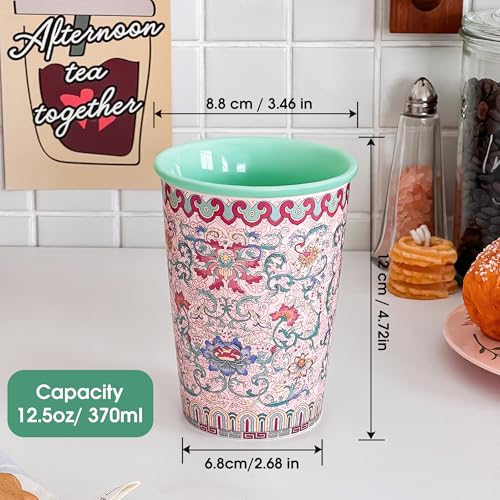 Set de 2 Mugs de Cerámica Floral Rosa 12oz Sin Asa miniatura 2