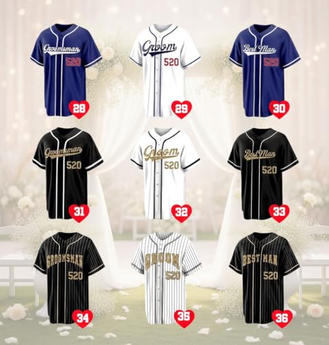 Custom Baseball Jersey - Personalized Groom Groomsmen Best Man Jersey, Bachelor Party Wedding Bride and Groom Shirts miniatura 6