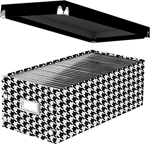 Snap-N-Store DVD Storage Box - Pack of 1, Durable, 6 x 8.2 x 16.5 Inches Disc Holders with Lid to Store up to 26 DVD Cases - Houndstooth - Thumbnail 3
