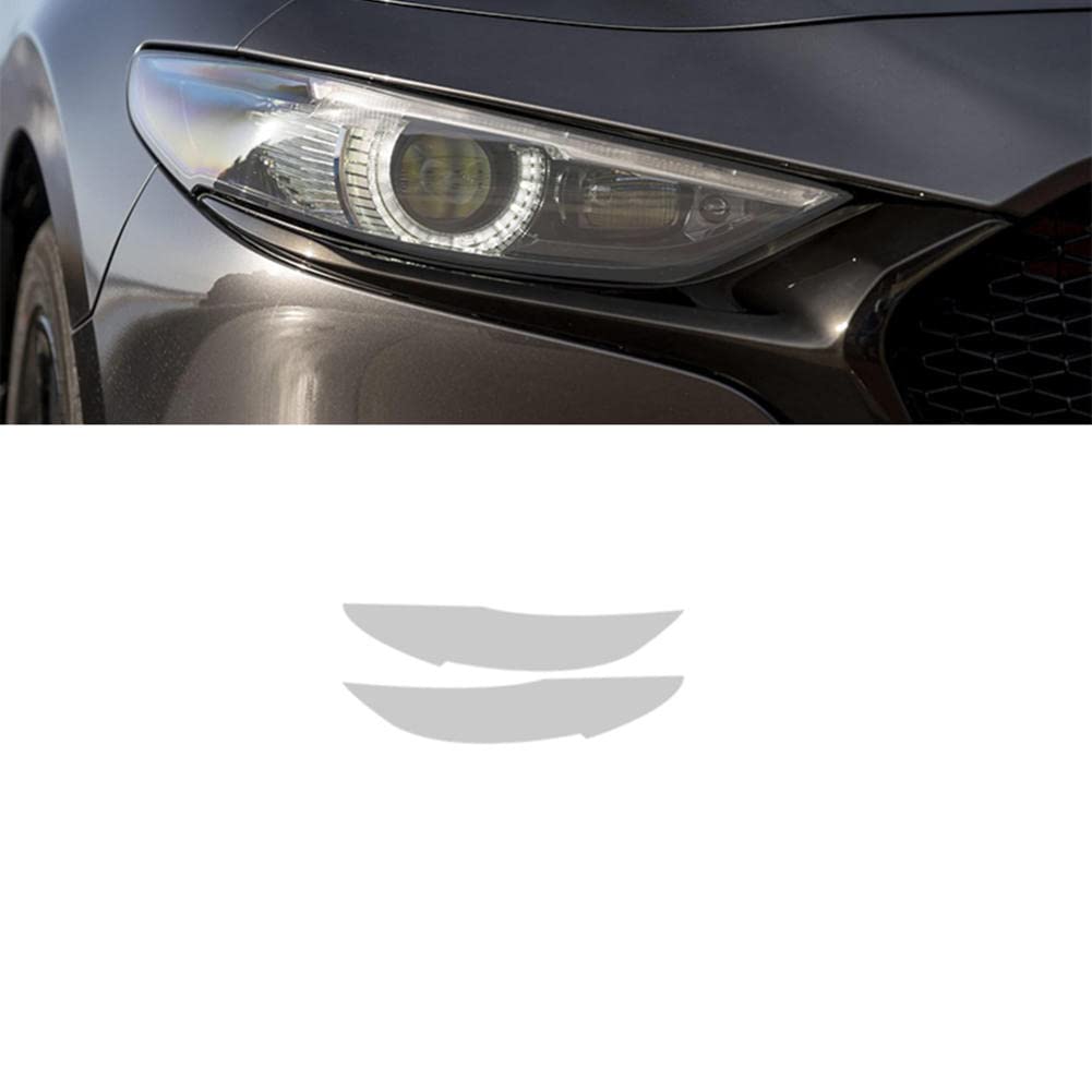 2 Pezzi Auto Faro Tinta Nero Pellicola Protettiva Vinile Protezione Adesivo TPU Trasparente, per Mazda 3 BP 2019 2020- Accessori