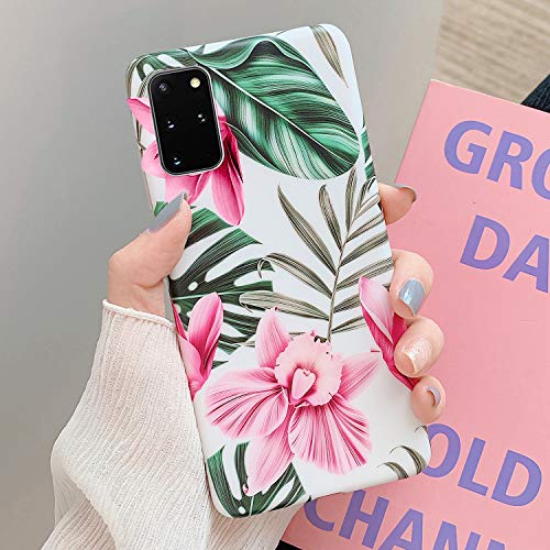 JAWSEU Case Compatible with Galaxy S20 Plus, Bling Shiny Flowers Floral Pattern Design Ultra Thin Slim Soft TPU Silicone Gel Rubber Bumper Case Flexible Shockproof Protective Cover,Red