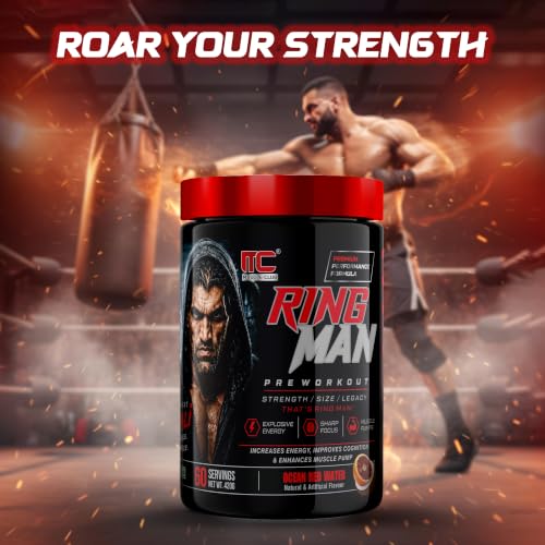 Image of Muscle Club Ring Man Pre Workout Supplement, Mango Flavour, 2000mg Beta-Alanine, 200mg Caffeine, Energy and Focus Booster, 50g, Vegetarian