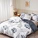 OAITE Duvet Cover Set,100% Cotton Comforter Cover with Leaf Pattern Duvet Cover Set,Soft Bedding Set Includes with 3 Piece (2 Pillow Shams,1 Duvet Cover)