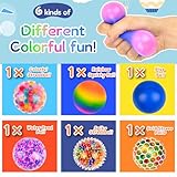 Pipihome Stress Balls Fidget Toys, 6 Pcs Squishy Anti Stress Ball Sensory Squeeze Ball Toys Squish Ball, Easter Basket Fillers for Kids and Adults, Stress Relief Toys Easter Gifts - Image 3