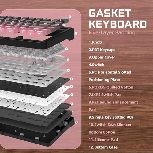 ATTACK SHARK X85 Teclado mecânico para jogos sem fio 75% Gasket com botão,BT5.0/2.4G/USB-C,acolchoam