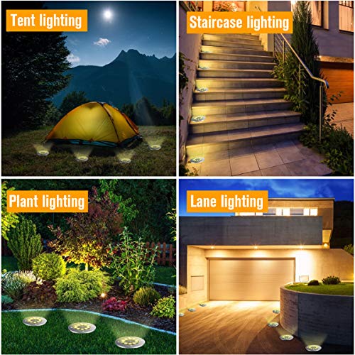 DUUDO Solar Ground Lights 10 Led Solar Garden Lights Decoration Warterproof for Pathway Patio Walkway Lawn Outdoor Lights (Warm White,12PACK)