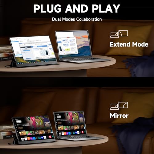 Image of memzuoix 15.6 inch 60hz FHD 1080p Portable Monitor with Black Smart Cover and 2 Built-in Speakers, for Laptop PC Mac Phone Xbox PS4 /PS5