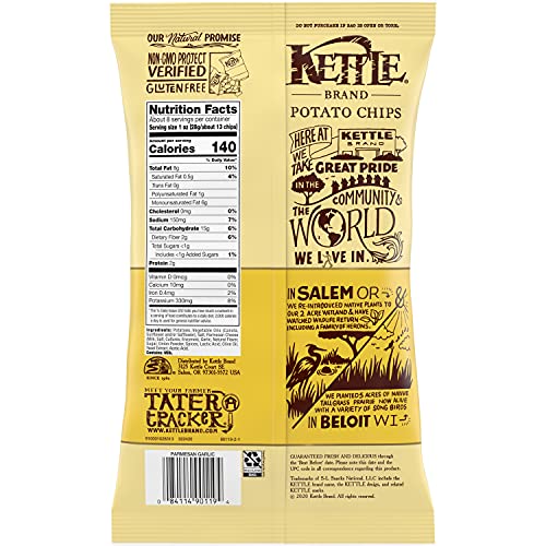 Kettle Brand Potato Chips, Parmesan Garlic Kettle Chips, 8.5 Ounce
