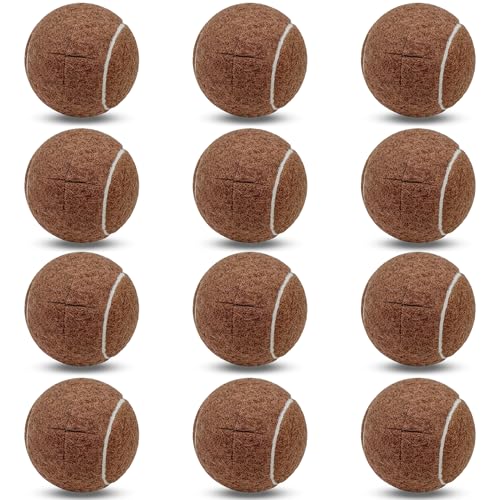 AeloriaStar 12 Pack Walker Tennis Balls â€“ Pre-Cut Tennis Balls for Walker or Furniture Legs, Long Lasting Ski Glides & Pads, Easy Installation, Floor Protectors (Brown)