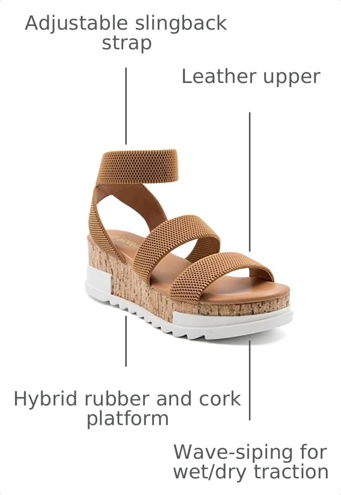 Image of Athlefit Women's Platform Wedge Sandals Summer Open Toe Elastic Ankle Strap Casual Flatform Sandals