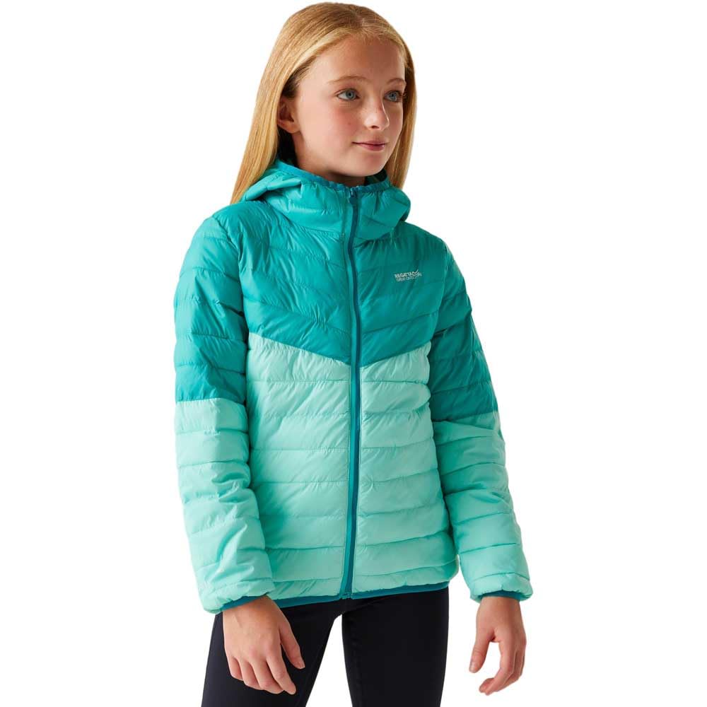 Regatta Kids' Hooded Hillpack III Jacket with premium recycled synthetic down insulation, perfect for walking, outdoor activities & everyday use