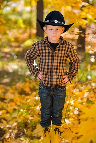 Jastore Kids Cowboy Hats Boys Girls Western Style Cowgirl Hat Wide Brim Classic Felt Fedora Hat4