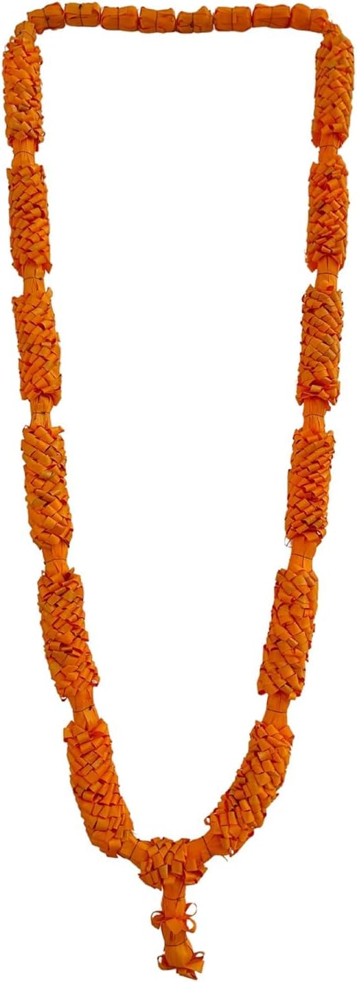 Rastra Mangal Store Chandan Haar Mala Garland for God and Pitra/Ancestors/Loved Ones Photo Frame & Idols TY10-6 (Step 6_Yellow) (42 inch/ 105 cm / 6 Ghar Mala) Wooden haar/mala for god & pitra