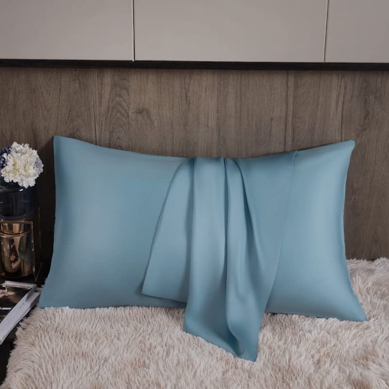 Federa in seta di gelso Federa per cuscino in seta naturale al 100% 40 * 60 cm 50 * 70 cm Federa-Azzurro, 50x90 cm 2 pezzi