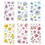 375 PCS Transparent Flower Stickers, 18 Sheets Pressed Flower Themed Stickers Colorful Wildflower Sticker for Scrapbooking Floral Scrapbooking Sticker for Journaling, Making Journaling Envelopes DIY