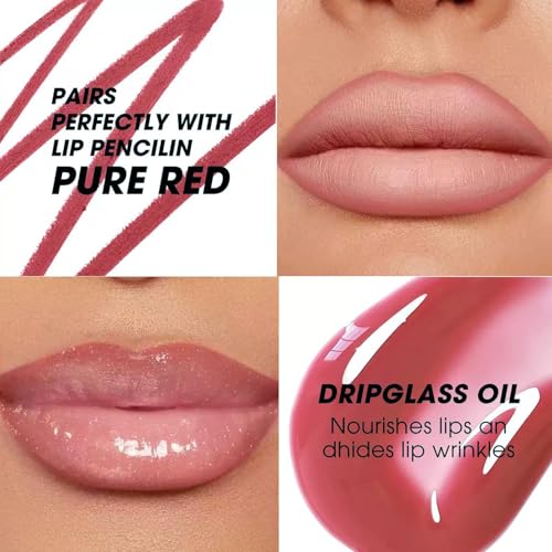 Image of Pink Lip Liner Lip Gloss Set for Women,Pluming Lip Kit with Lip Oil Lip Liner Pencil,Waterproof Long Lasting Lipgloss Lip Pencil,Highly Pigmented Smudge proof lip liner Stain Lipliner (01# Light Pink)