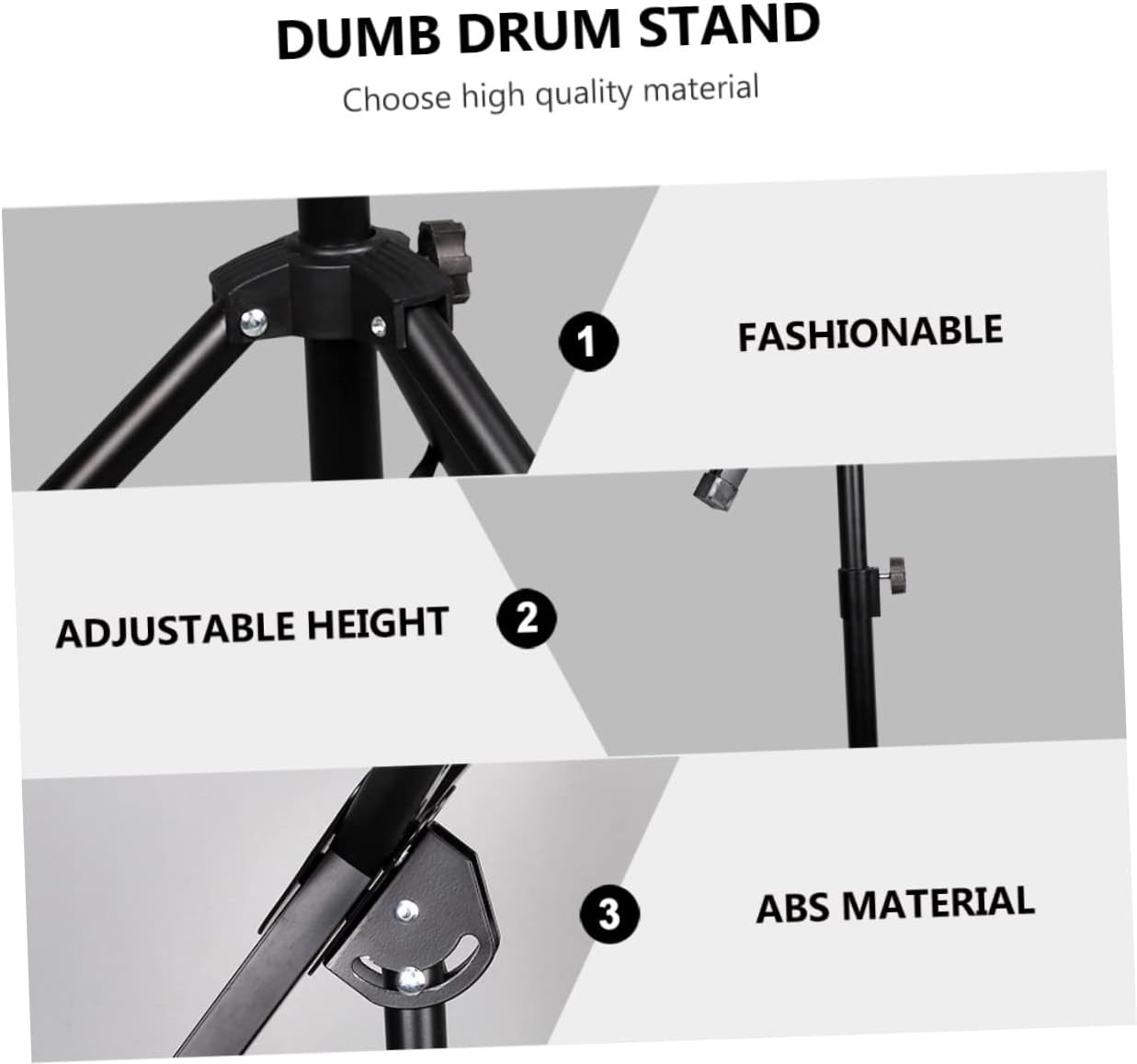 GALPADA Adjustable Dumb Drum Stand Rack for Snare Drum Practice Portable Iron Abs Holder with Height for Beginners and Professionals Sturdy Black Support Accessory