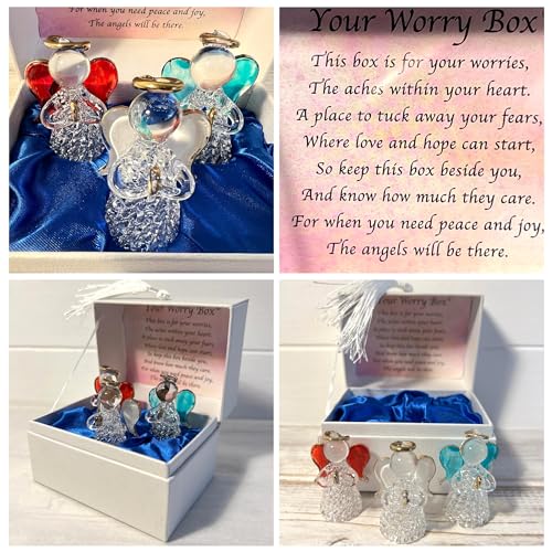 Thorness Angels Worry Box | Mindfulness Box | Spiritual Uplifting Verse |Mental Health |Angel Worry Box for Your Loved Ones | Includes 3 Glass Worry Angels with Gilded Wings - Image 6